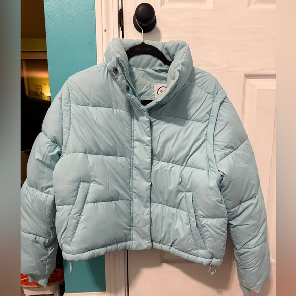Hollister Gilly Hicks Convertible Multiway Sky Blue Puffer Jacket - Size Small - Picture 2 of 15